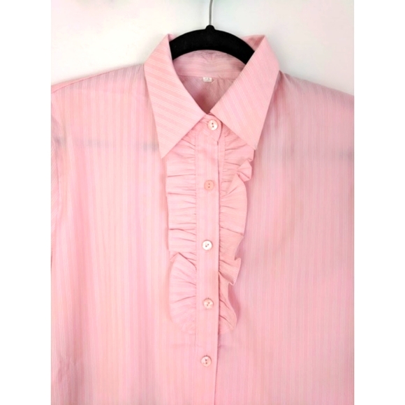 Pink Striped Collared Long Sleeves Shirt - Picture 8 of 9